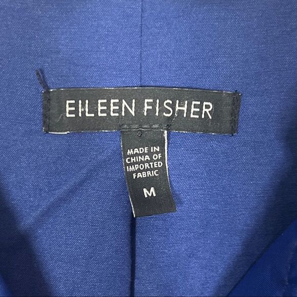 Eileen Fisher | Royal Blue Hidden Button Rain Jacket Size Medium - Picture 6 of 8